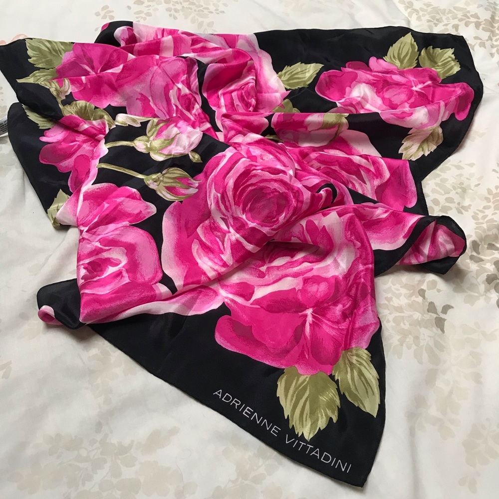 Pink Floral Adrienne Vittadini Silk Scarf